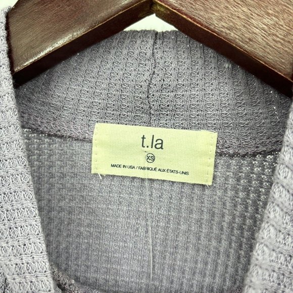 t.la Anthropologie XS Purple Sloane Waffle Knit Thermal Mock Neck Tunic Top NWT - Picture 5 of 9
